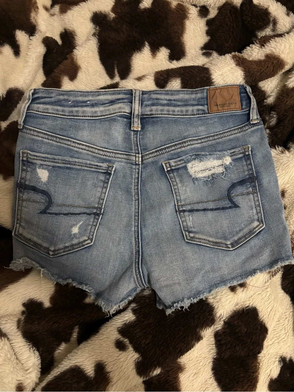 American Eagle Outfitters Light Blue Distressed Denim Cutoff Shorts